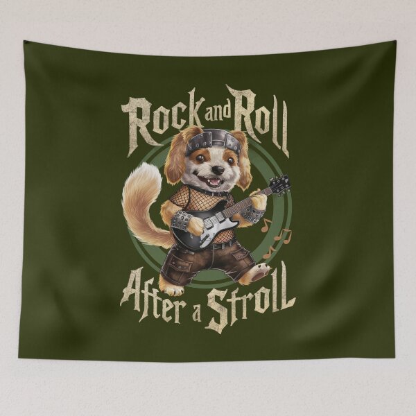 Item preview, ROCK AND ROLL AFTER A STROLL - Musician Dog designed and sold by SharingLove.