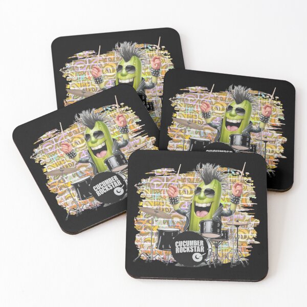Item preview, Pickled playing drums Rock 'n' roll music cucumber Rockstar designed and sold by DegraDesign.