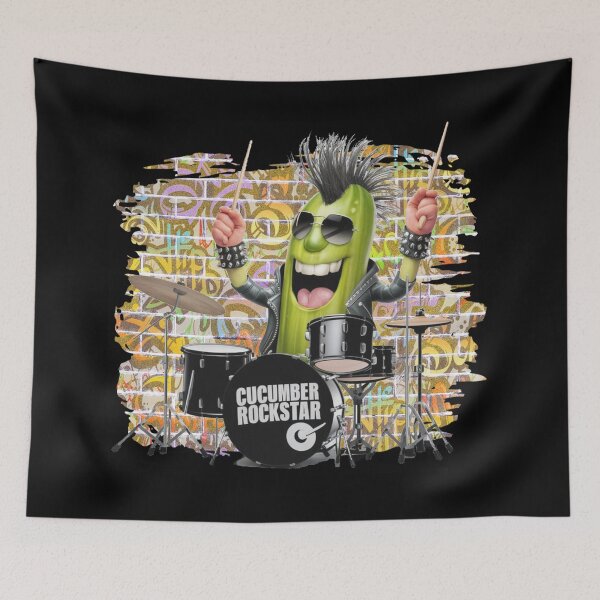 Item preview, Pickled playing drums Rock 'n' roll music cucumber Rockstar designed and sold by DegraDesign.