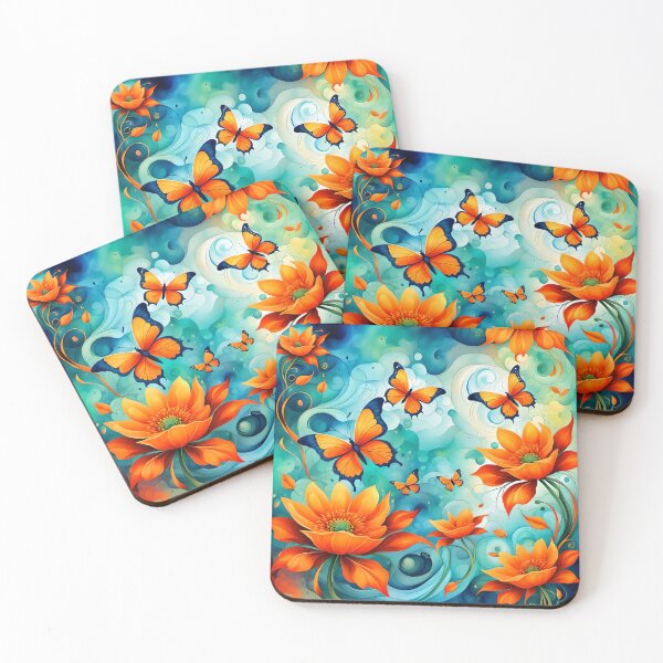Item preview, Lovely orange flowers and butterflies. designed and sold by Magixa.