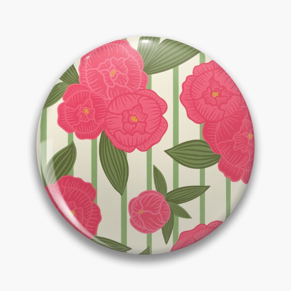 Item preview, Preppy pinstripe peonies  designed and sold by Handypanda.