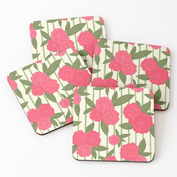 Item preview, Preppy pinstripe peonies  designed and sold by Handypanda.