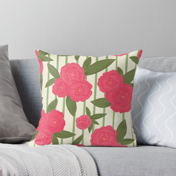 Item preview, Preppy pinstripe peonies  designed and sold by Handypanda.