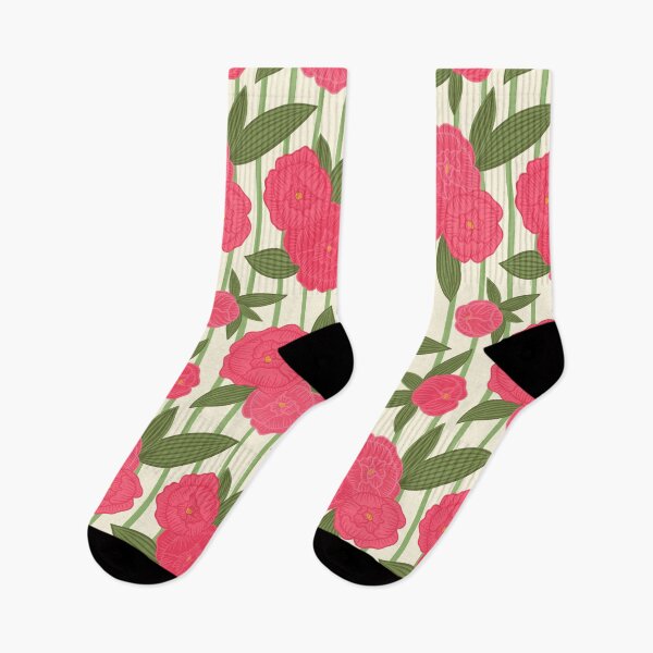 Item preview, Preppy pinstripe peonies  designed and sold by Handypanda.