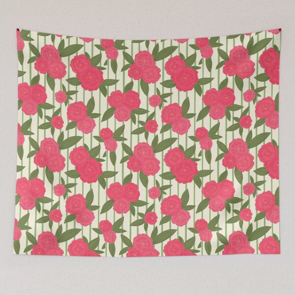 Item preview, Preppy pinstripe peonies  designed and sold by Handypanda.