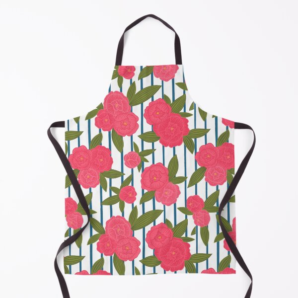 Item preview, Preppy pinstripe peonies Navy designed and sold by Handypanda.
