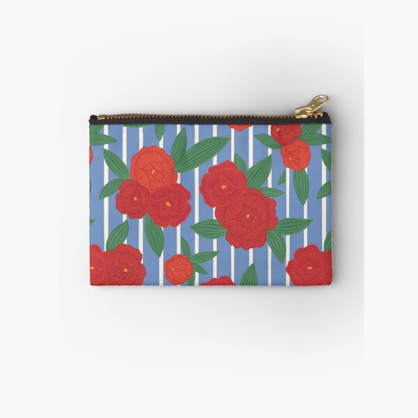 Item preview, Preppy pinstripe peonies Red and Blue designed and sold by Handypanda.