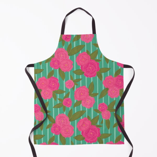 Item preview, Preppy pinstripe peonies vivid pink designed and sold by Handypanda.