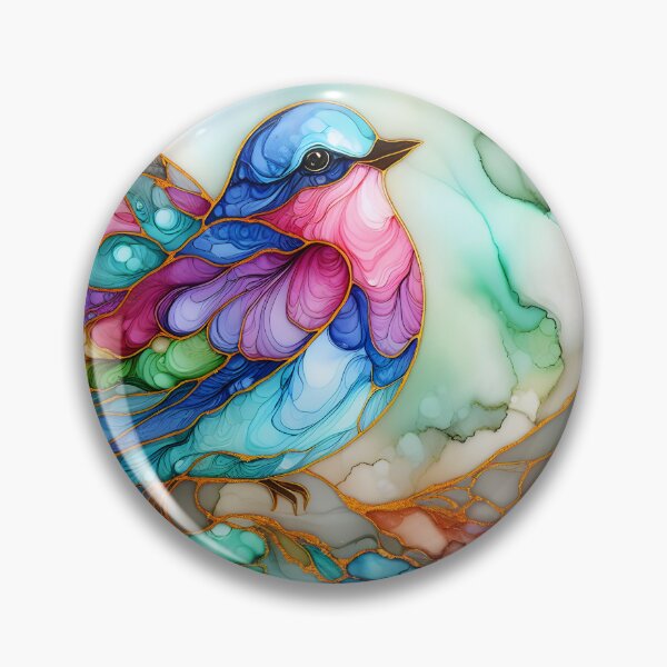 Item preview, Marbling bird, little colorful bird of marbling texture designed and sold by EmeraldeaArt.
