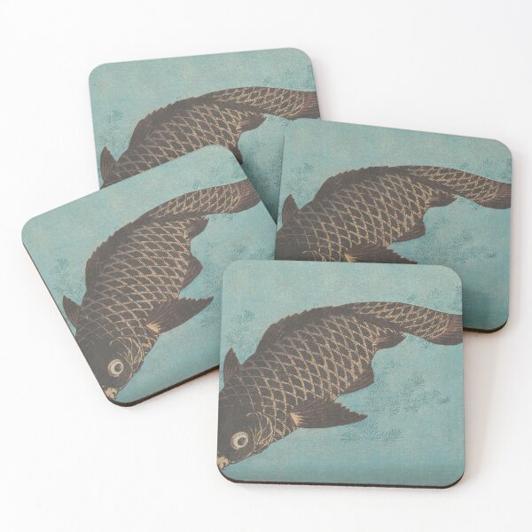 Item preview, Koi fish, 19th century Japanese painting designed and sold by cheeseburgercat.