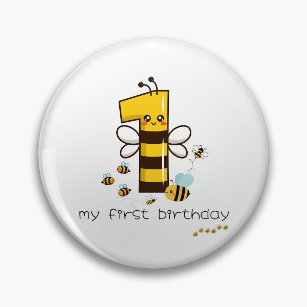 Item preview, My first birthday. Design with happy bees. Let's celebrate! designed and sold by FreeSoulLab.