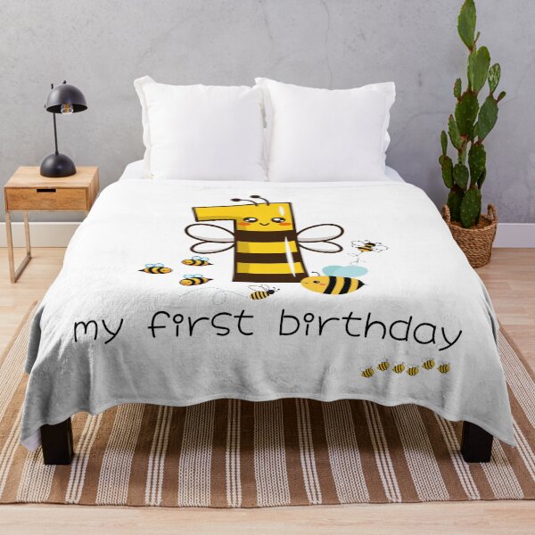 Item preview, My first birthday. Design with happy bees. Let's celebrate! designed and sold by FreeSoulLab.