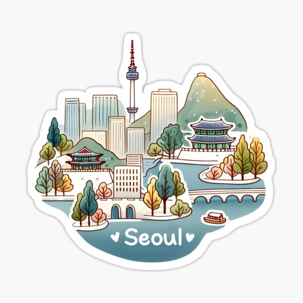 Artikel-Vorschau von Seoul Südkorea Aquarell, designt und verkauft von PaintMeWorld.
