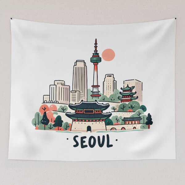Item preview, Seúl Corea del Sur Acuarela designed and sold by PaintMeWorld.