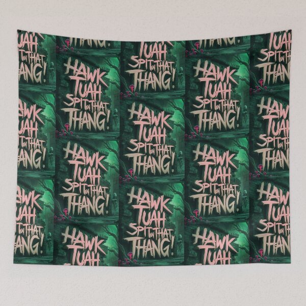 Item preview, Hawk Tuah Spit On That Thang Meme Horror Style Quote designed and sold by TheArtOfPat.