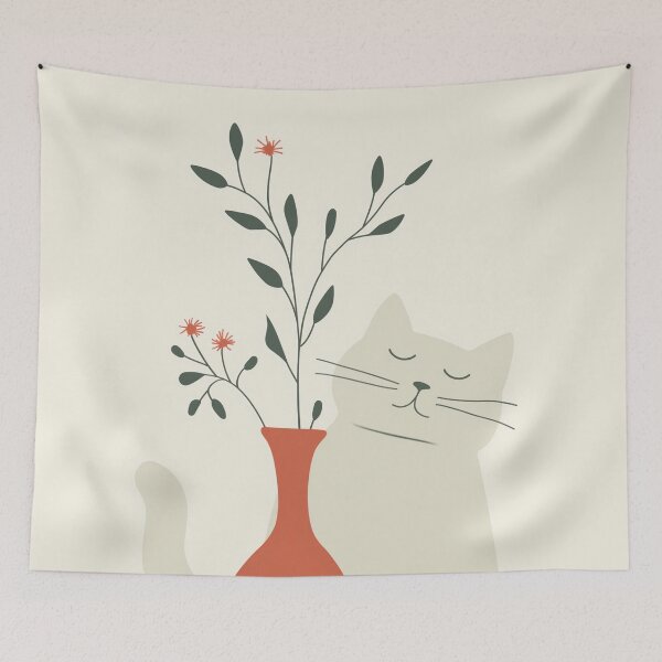 Item preview, Peaceful Cat with Vase designed and sold by nshaltiel.