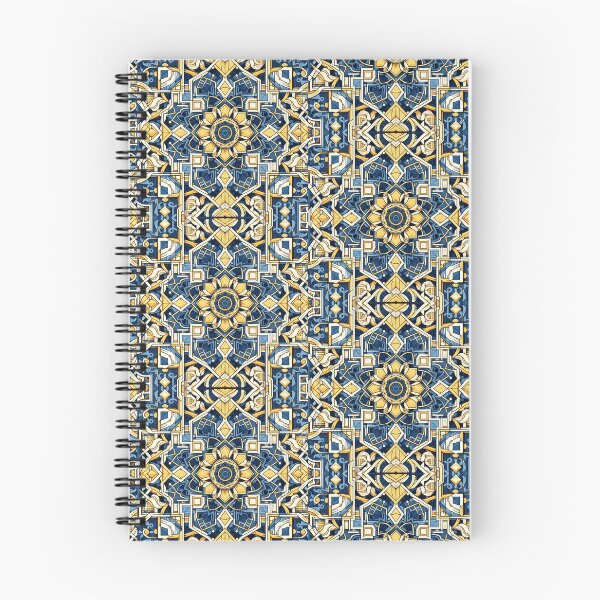 Item preview, Patrón de mandala brillante geométrico steampunk azul y dorado designed and sold by EcScratchDesign.