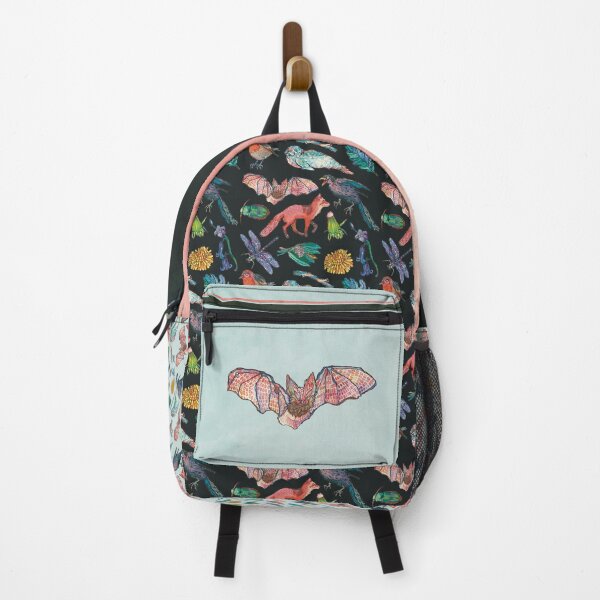 Wild Animals of Ireland in dark blue, coral, and cyan Backpack