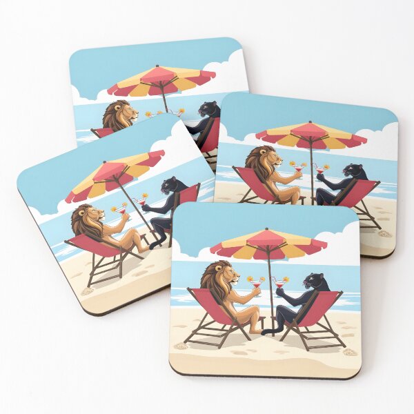 Item preview,  lion and panther on the beach drinking a cocktail, radiate positivity designed and sold by orthodox-icon.