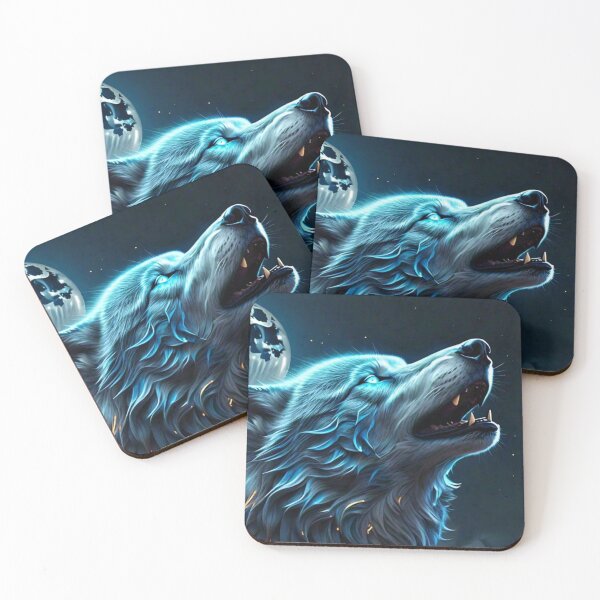 Item preview, Blue Glowing Wolf Howling designed and sold by Gretel Moss.