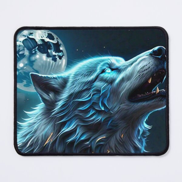 Item preview, Blue Glowing Wolf Howling designed and sold by Gretel Moss.