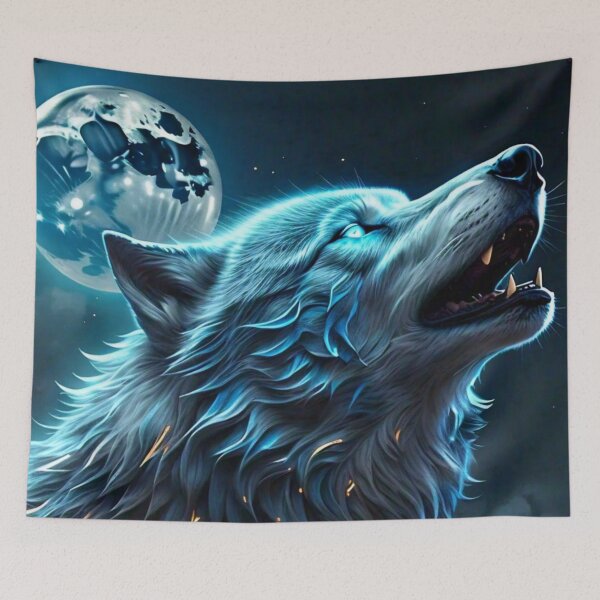 Item preview, Blue Glowing Wolf Howling designed and sold by Gretel Moss.