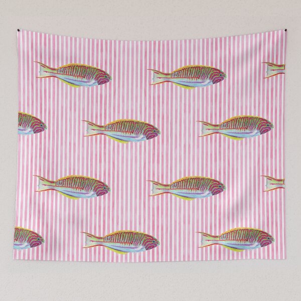 Item preview, Klunzinger's Wrasse + Stripes Pattern designed and sold by Rachel Fritz Watson.