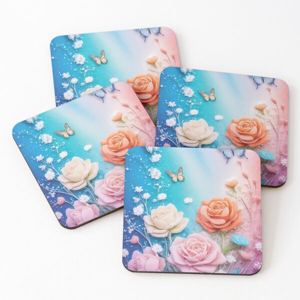 Item preview, Multi-coloured flowers and butterflies in watercolour style , pink roses, beautiful wildflower floral garden 2 designed and sold by navitalidesign.