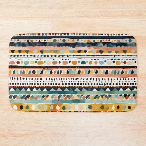 Item preview, Traditional Kilim Pattern, Ethnic Geometric Abstract Scandinavian Design in Watercolor Painting designed and sold by MyArt23.