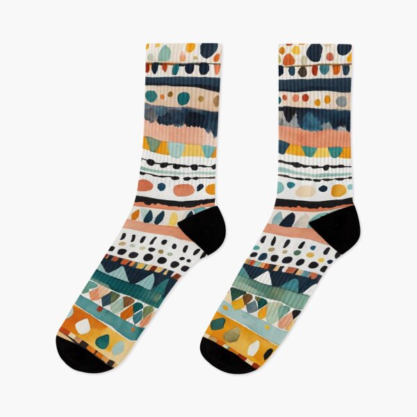 Item preview, Traditional Kilim Pattern, Ethnic Geometric Abstract Scandinavian Design in Watercolor Painting designed and sold by MyArt23.