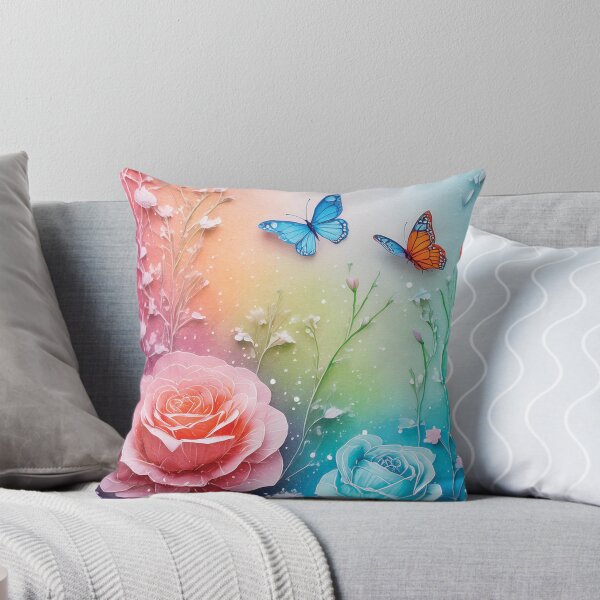 Item preview, Multi-coloured flowers and butterflies in watercolour style , pink roses, beautiful wildflower floral garden 3 designed and sold by navitalidesign.