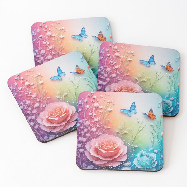Item preview, Multi-coloured flowers and butterflies in watercolour style , pink roses, beautiful wildflower floral garden 3 designed and sold by navitalidesign.