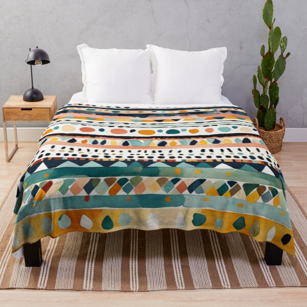 Item preview, Traditional Kilim Pattern, Ethnic Geometric Abstract Scandinavian Design in Watercolor Painting designed and sold by MyArt23.