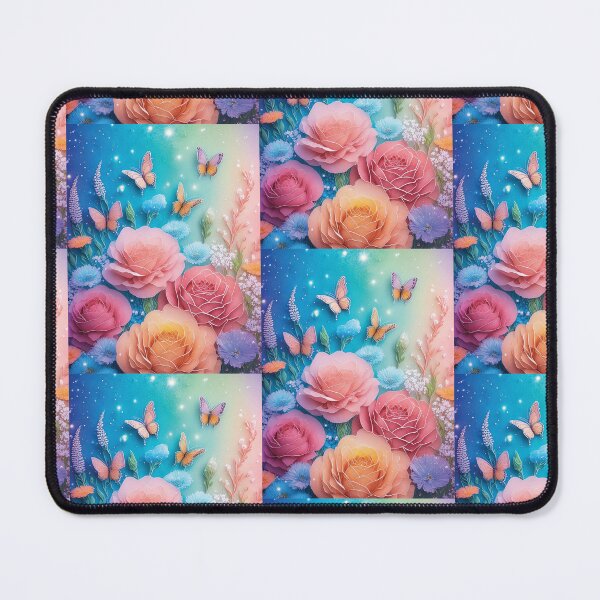 Item preview, Multi-coloured flowers and butterflies in watercolour style , pink roses, beautiful wildflower floral garden 4 designed and sold by navitalidesign.