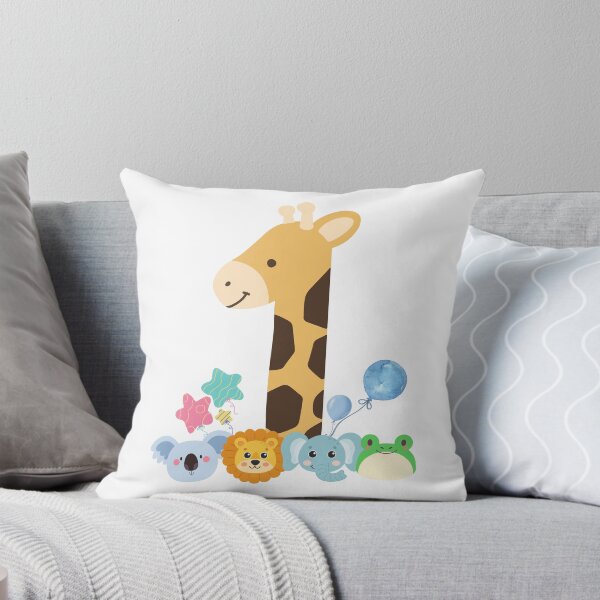 Artikelvorschau, Mein erster Geburtstag. Design mit Giraffe und glücklichen Tieren. Lasst uns feiern! entworfen und verkauft von FreeSoulLab.