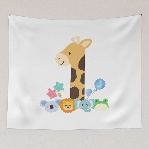 Item preview, My first birthday. Design with Giraffe and happy animals. Let's celebrate! designed and sold by FreeSoulLab.