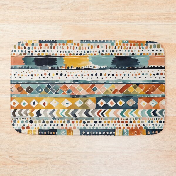 Item preview, Traditional Kilim Pattern, Ethnic Geometric Abstract Scandinavian Design in Watercolor Painting designed and sold by MyArt23.