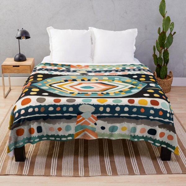 Item preview, Traditional Kilim Pattern, Ethnic Geometric Abstract Scandinavian Design in Watercolor Painting designed and sold by MyArt23.