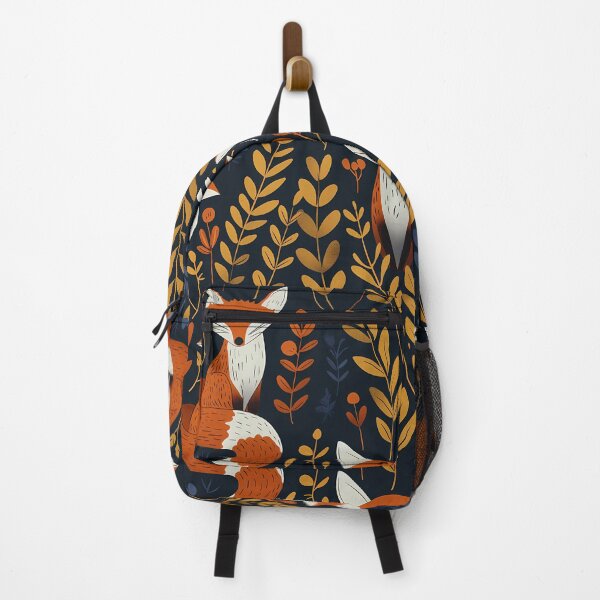 Item preview, Hidden Fox in yellow brown, blue foliage pattern designed and sold by LittleShopOrion.