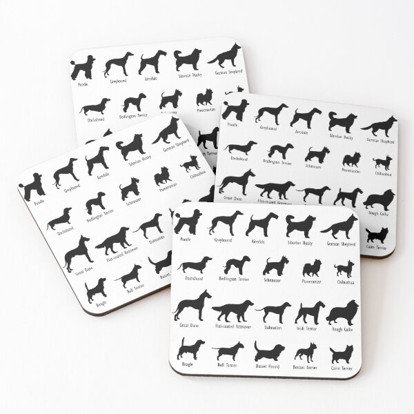 Item preview, Minimalist labeled dog breed types , black and white sillouette designed and sold by Inktown.
