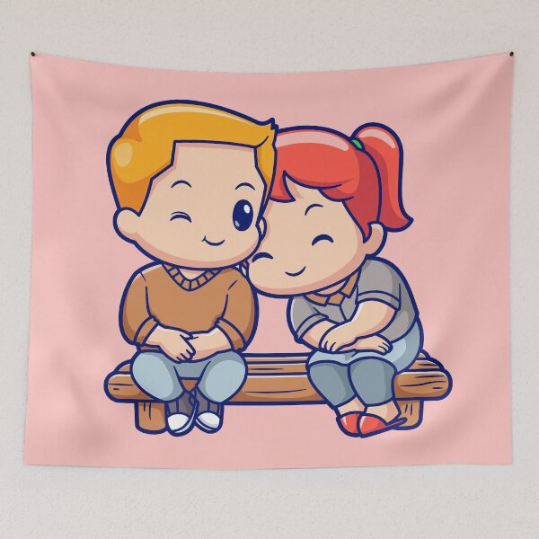 Item preview,  Cute Couple Sitting Together Cartoon Vector Icon designed and sold by hjian8219.