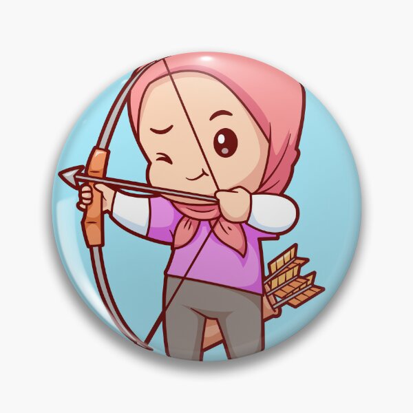 Item preview, Cute Girl in Hijab Holding Archery Bow Cartoon Vector Icon designed and sold by hjian8219.
