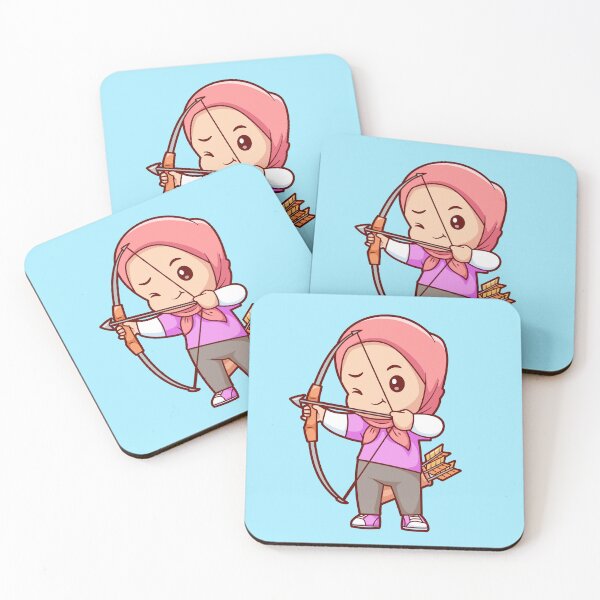 Item preview, Cute Girl in Hijab Holding Archery Bow Cartoon Vector Icon designed and sold by hjian8219.