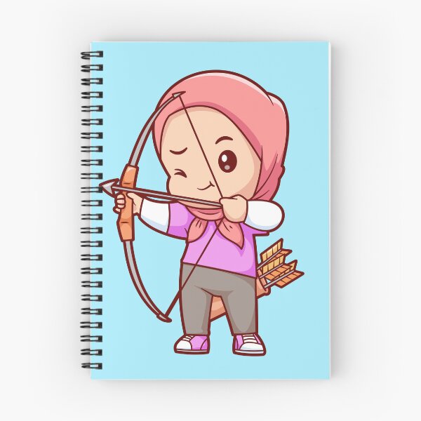 Item preview, Cute Girl in Hijab Holding Archery Bow Cartoon Vector Icon designed and sold by hjian8219.
