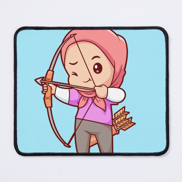 Item preview, Cute Girl in Hijab Holding Archery Bow Cartoon Vector Icon designed and sold by hjian8219.