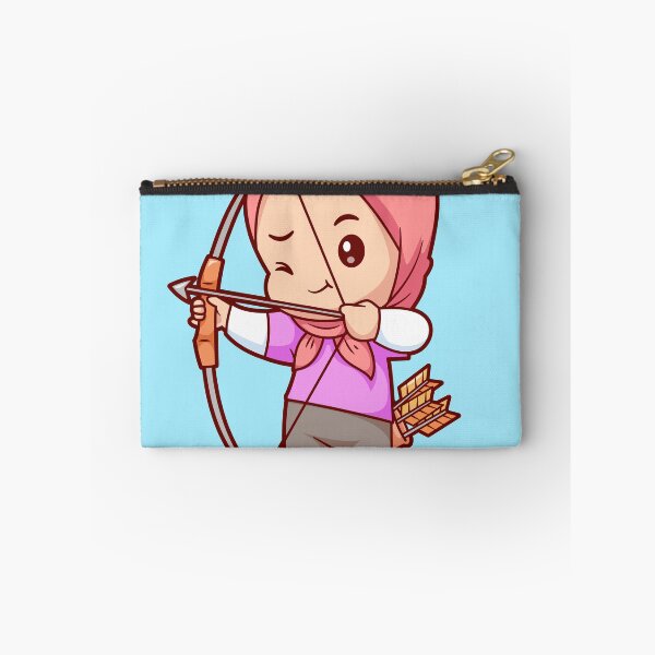 Item preview, Cute Girl in Hijab Holding Archery Bow Cartoon Vector Icon designed and sold by hjian8219.