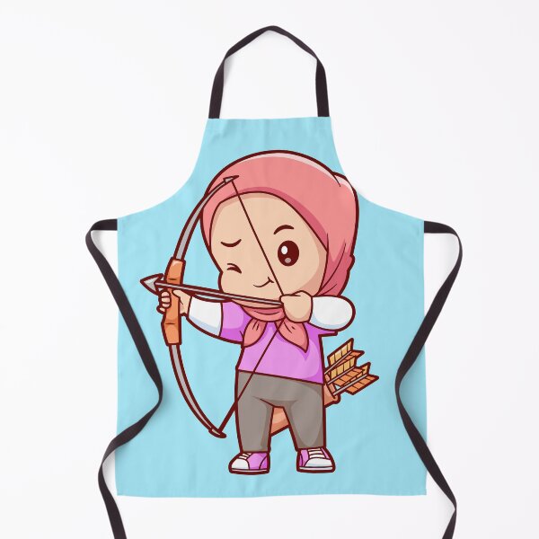 Item preview, Cute Girl in Hijab Holding Archery Bow Cartoon Vector Icon designed and sold by hjian8219.