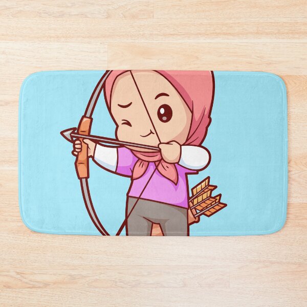 Item preview, Cute Girl in Hijab Holding Archery Bow Cartoon Vector Icon designed and sold by hjian8219.