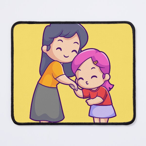 Item preview, Cute Daughter Showing Respect to Mother Cartoon Vector Icon designed and sold by hjian8219.