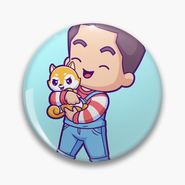 Item preview, Cute Boy Holding Shiba Inu Dog Cartoon Vector Icon designed and sold by hjian8219.
